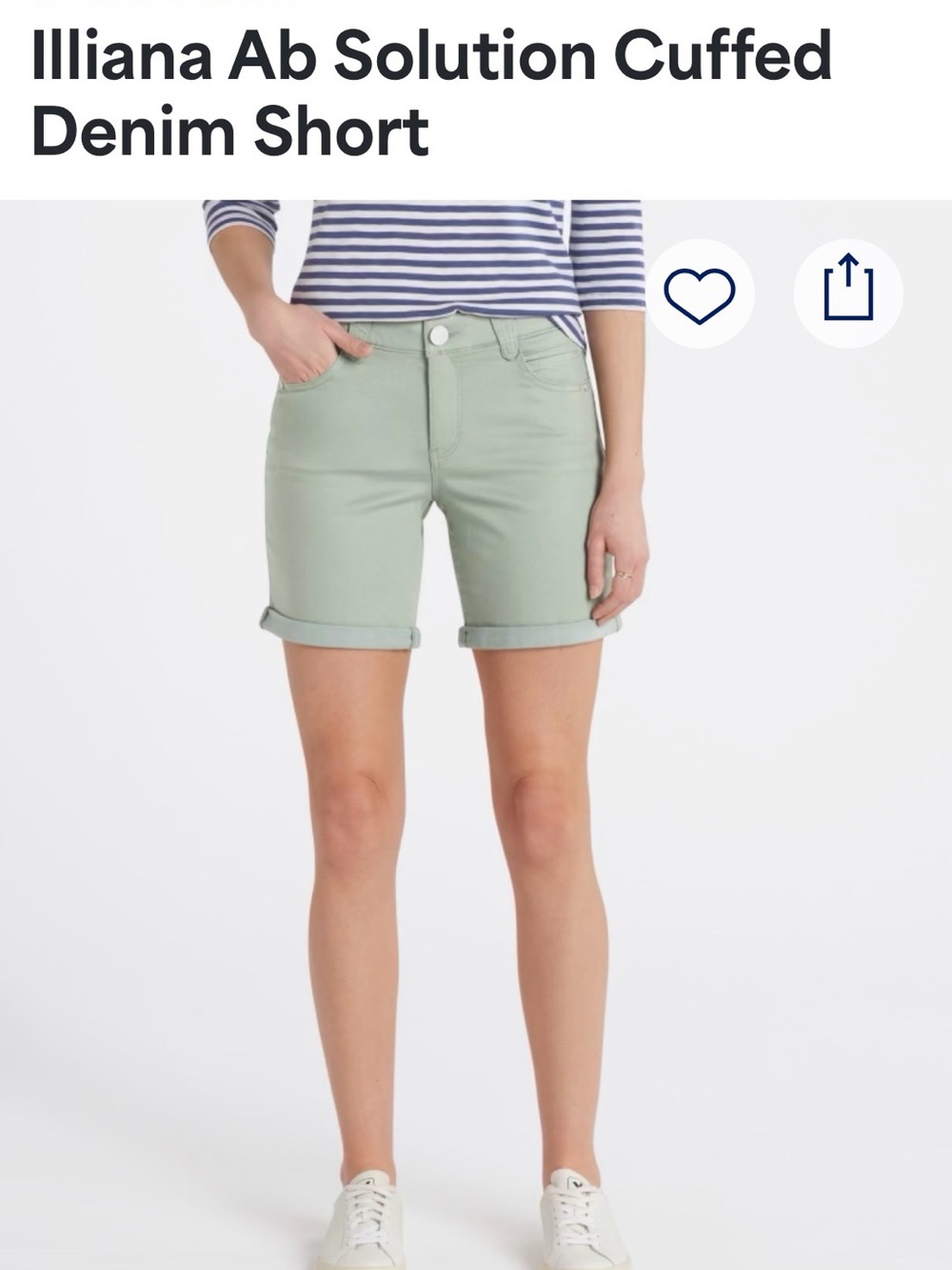 Democracy Cuffed Denim Shorts in Sage Green